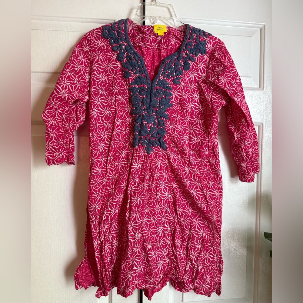 Tuckernuck Cotton Embroidered Kurta Tunic Mini Dress sz S Coastal Preppy Resort
